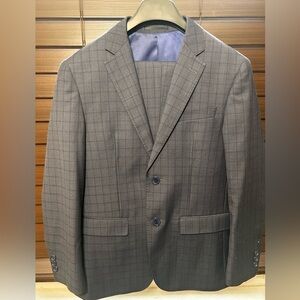 Navy Checkered Boys Suit